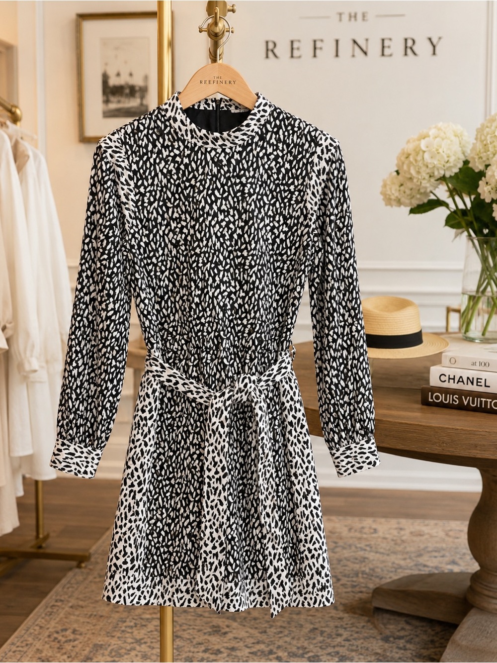 HUTCH- Black and white pattern dress NWT